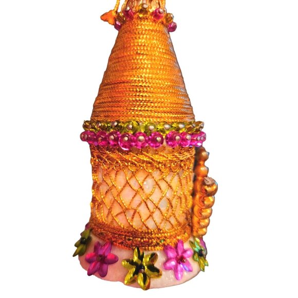 Vintage Handmade Push Pin Christmas Ornament Mid Century Retro Kitsch Hours of W - Picture 4 of 12